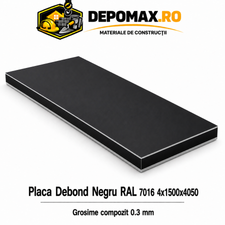 Placa BOND negru/negru 4mm, 1500x4050mm, aluminiu 0.3mm